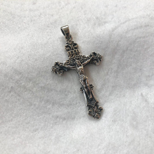 Jesus Cross Crucifix Fluer De Lis Pendant/Necklace