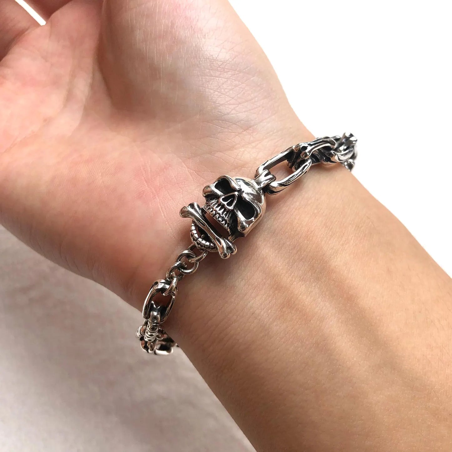 Skull Punk Skeleton Gothic Biker Chain Bracelet