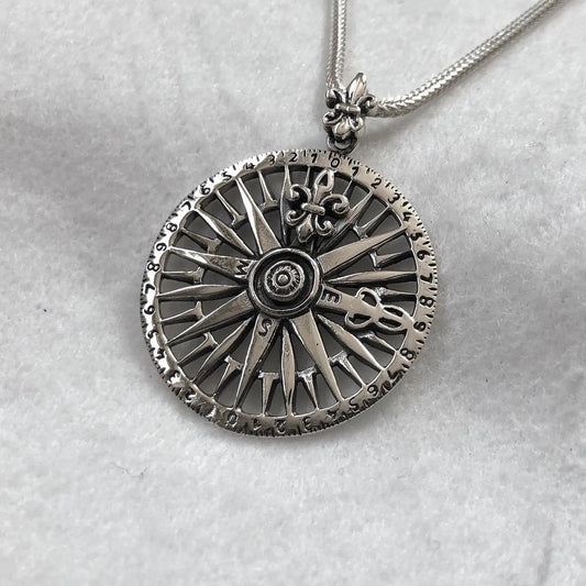 North Star Compass Fleur De Lis Pendant/Necklace