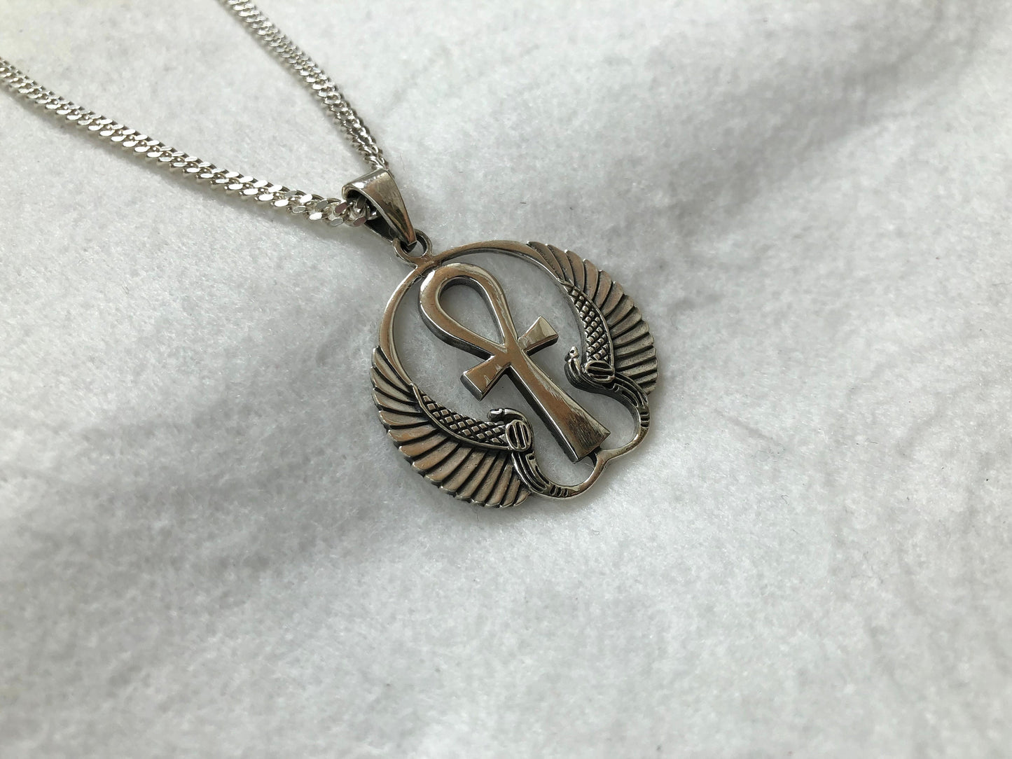 Isis Wing, Ankh Cross, Egyptian Cross Pendant/Necklace