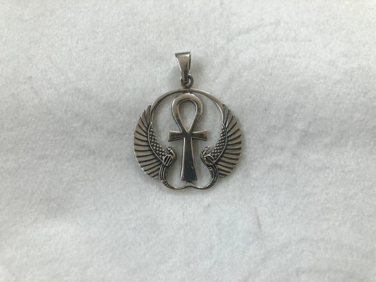 Isis Wing, Ankh Cross, Egyptian Cross Pendant/Necklace