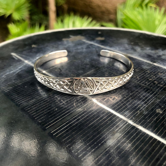 Viking Symbol Valknut Celtic Knot Design Cuff Bracelet