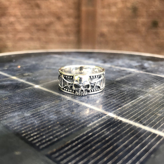 Skull Punk Biker Ring