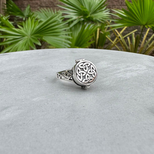 Viking Celtic Knot Triquetra Locket Ring