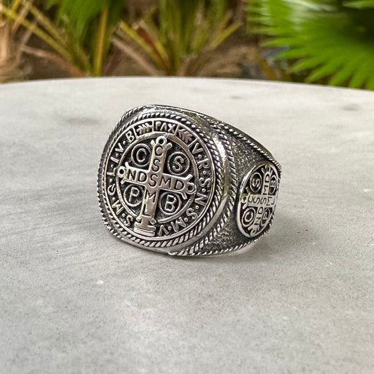 Saint Benedict Cross Christian Crucifix Ring