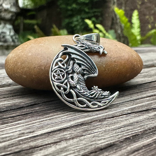 Dragon Celtic Crescent Moon Basilisk Pendant/Necklace