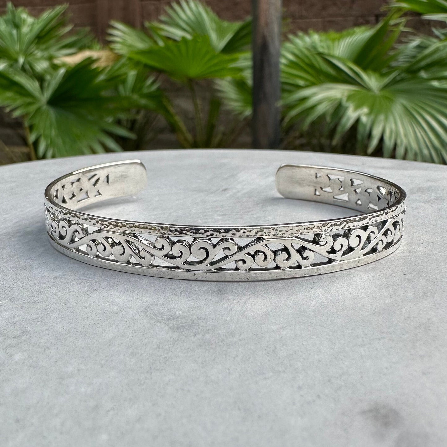 Bali Flower Inspired Design Cuff Bracelet
