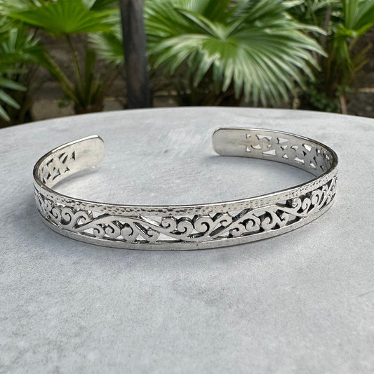 Bali Flower Inspired Design Cuff Bracelet