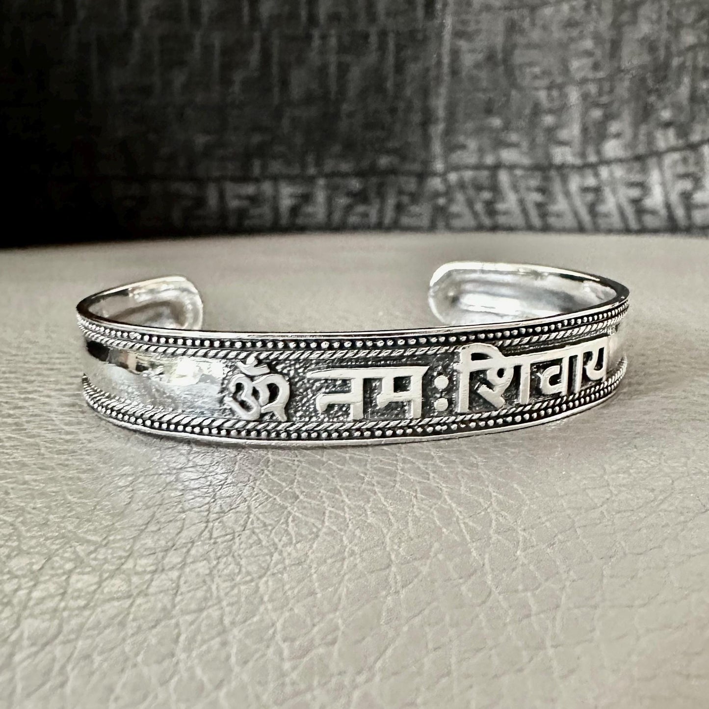 Ohm/Om Buddhism Hindi Symbol Sanskrit Talisman Cuff Bracelet