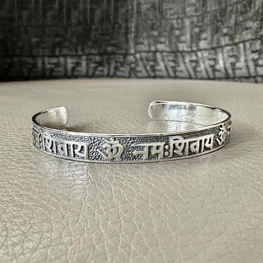 Ohm/Om Buddhism Hindi Symbol Sanskrit Talisman Cuff Bracelet