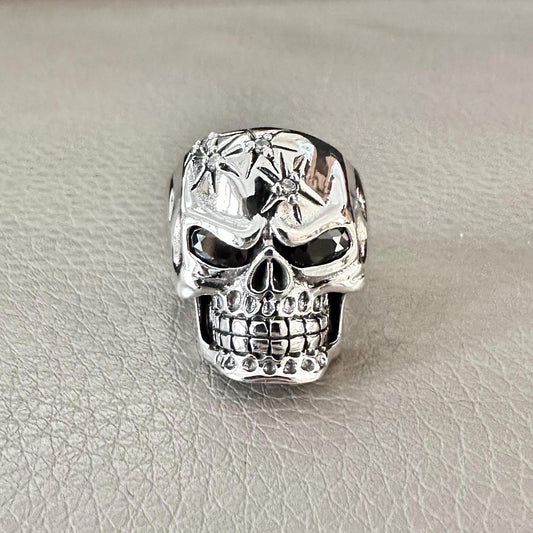 Punk Skull Gothic Biker Bones Skeleton Stone Pirate Ring