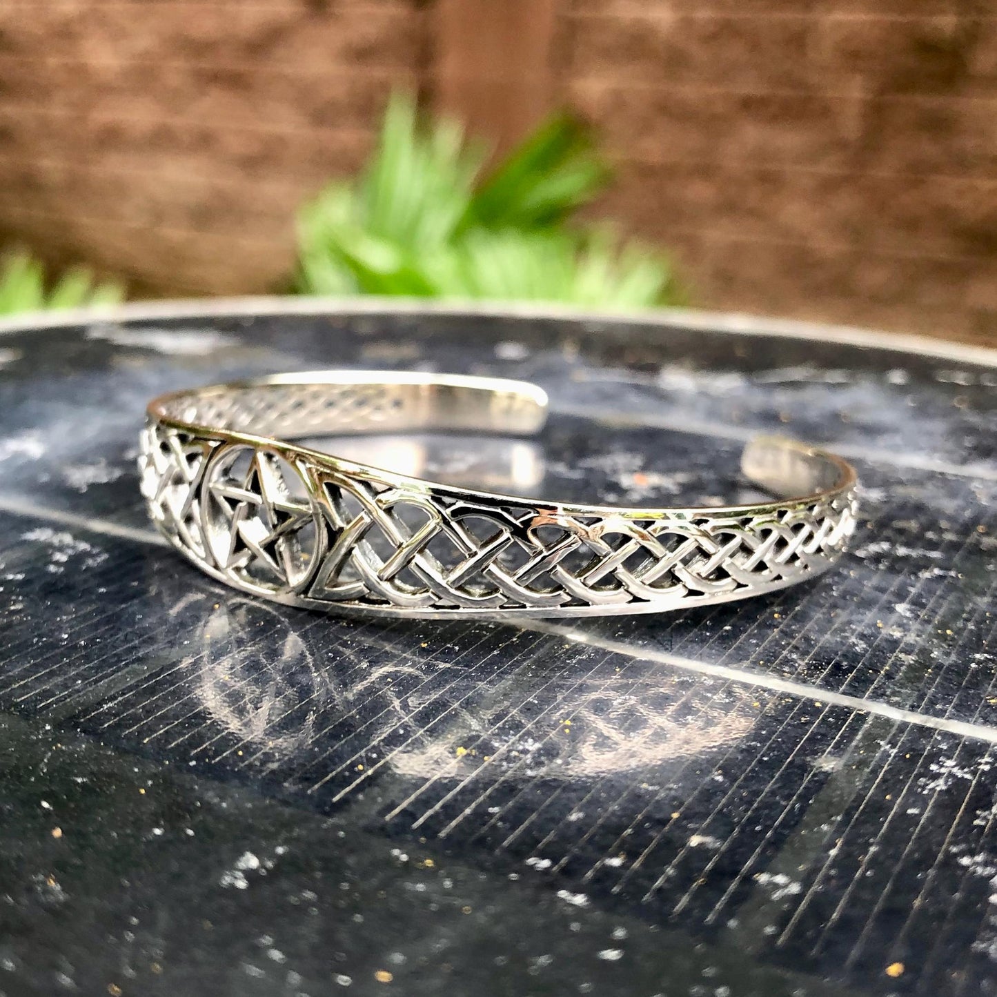 Pentagram Wiccan Pentacle Celtic Knot Cuff Bracelet