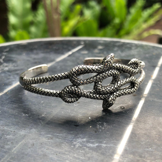 Bohemian Snake Black Mamba Serpent Cuff Bracelet
