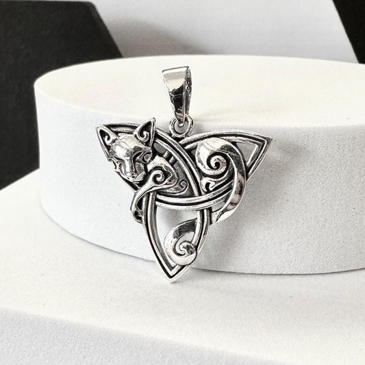 Cat Triquetra Viking Celtic Knot Pendant/Necklace