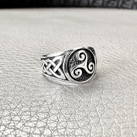 Triskelion Celtic Knot Spiral Design Viking Triskele Ring