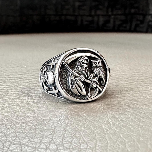 Grim Reaper God of Death Gothic Skull Ring