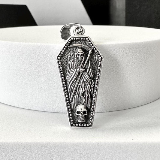 Grim Reaper Coffin Gothic Skull Skeleton Pendant/Necklace
