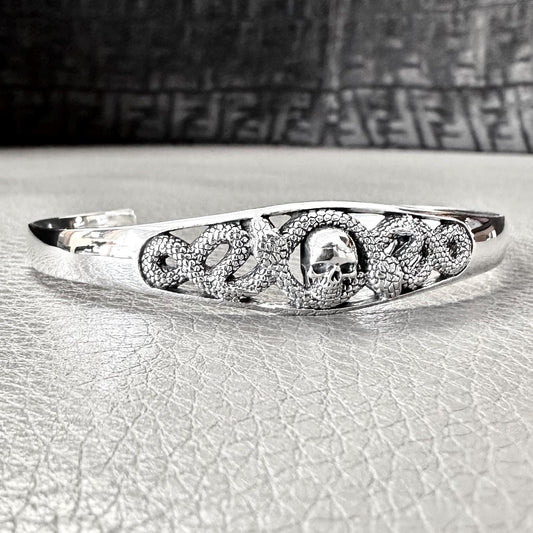 Skull Punk Biker Skeleton Gothic Snake Cuff Bracelet