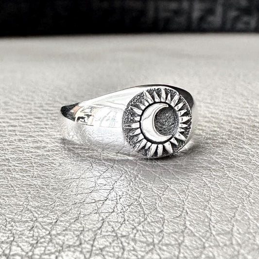 Crescent Moon and Sun Celtic Design Ring