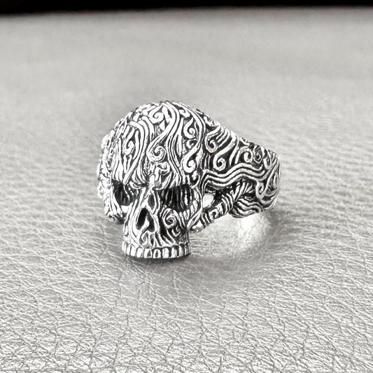Skull Bali Floral Gothic Pirate Ring