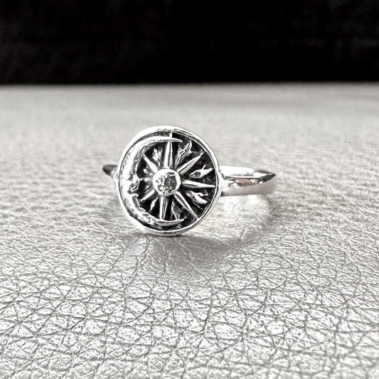 Crescent Moon and Sun Celtic Design Luna Ring