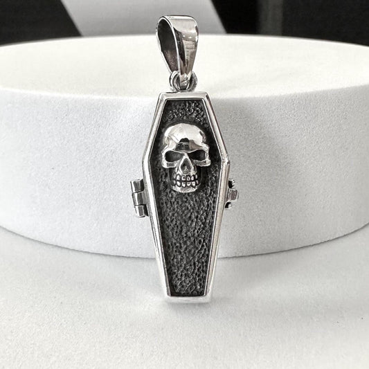 Skull Gothic Punk Skeleton Coffin Locket Pendant/Necklace