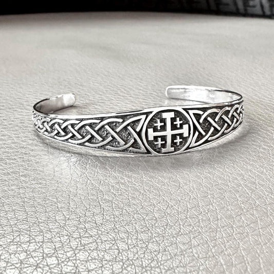 Jerusalem Cross Bracelet Jesus Christ Crusader Cross Potent Cuff Bracelet