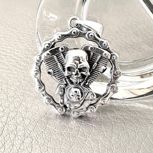 Gothic Skull Punk Biker Motor Pendant/Necklace