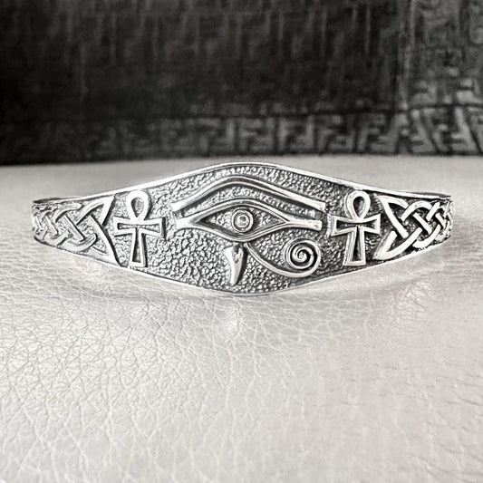 Egypt Eye of Horus God Ankh Cross Cuff Bracelet