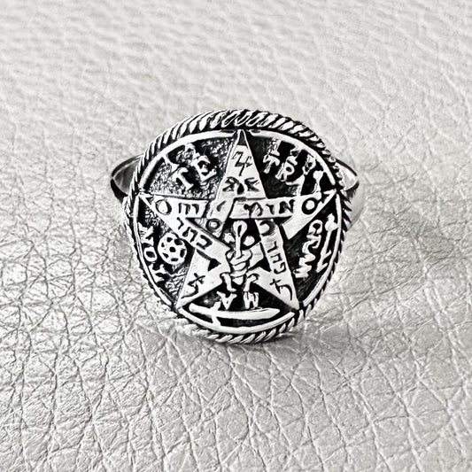 Tetragrammaton Ring YHVH Jewish Hebrew Pentagram Ring