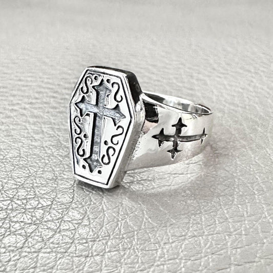 Jesus Christ Crucifix Cross Coffin Ring