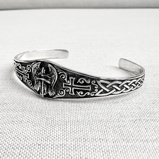 Saint Michael Christian Guardian Archangel Cuff Bracelet