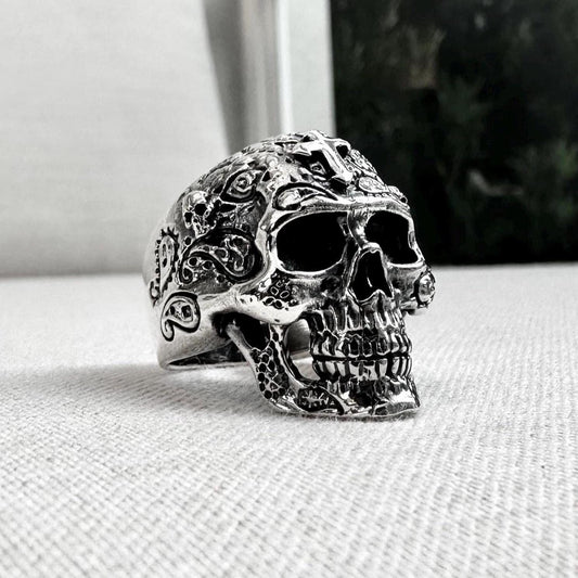 Big Skull Gothic Punk Biker Skeleton Ring