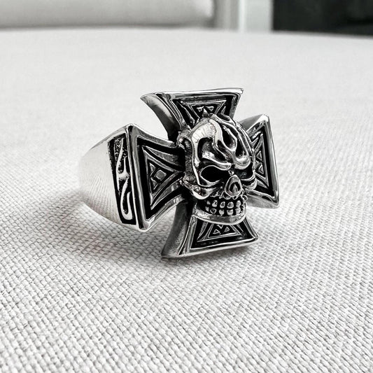 Templar Cross Skull Knight Seal Crusader Ring