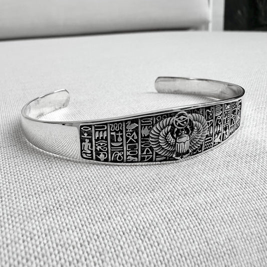 Scarab Egyptian Beetle Bug Scarabaeus Cuff Bracelet
