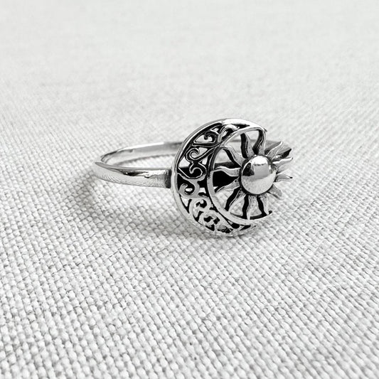 Crescent Moon Sun Ring