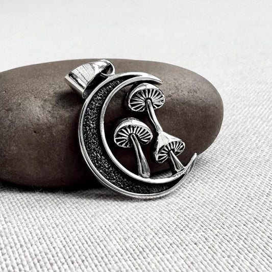 Magic Mushroom Shroom Crescent Moon Pendant/Necklace