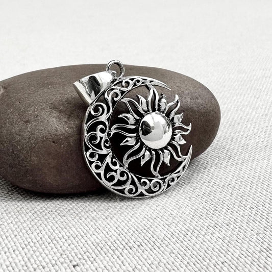 Celtic Sun Crescent Moon Pendant/Necklace