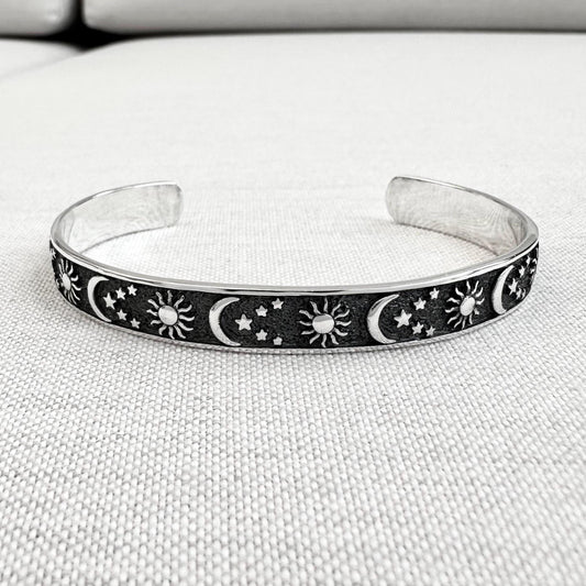Celtic Crescent Moon Sun Cuff Bracelet