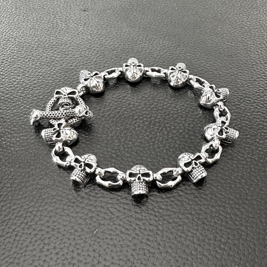 Skull Punk Skeleton Gothic Biker Chain Bracelet