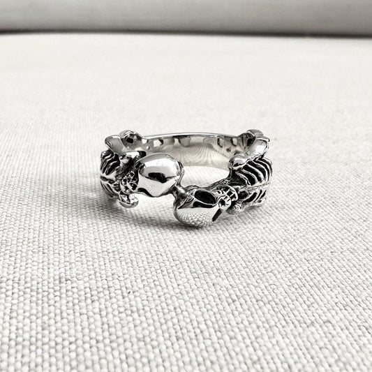 Skeleton Skull Gothic Punk Biker Ring