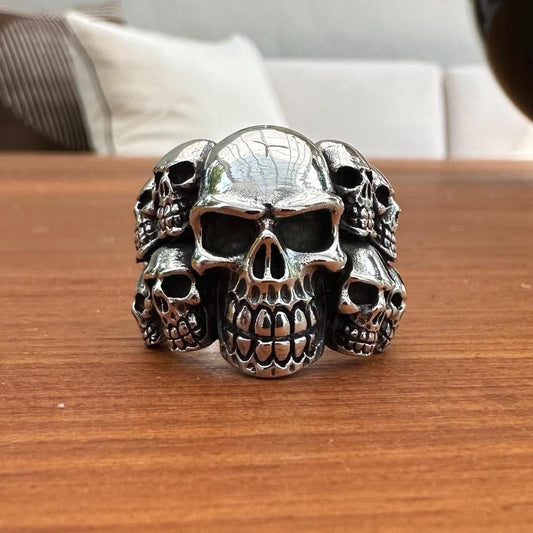 Skull Heavy Gothic Punk Biker Skeleton Ring