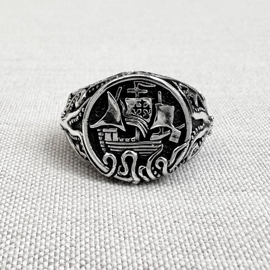 Tall Ship Sailor Amulet Ring