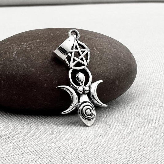 Triple Moon Goddess Luna Deity Pendant/Necklace