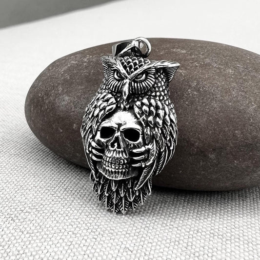 Skull Gothic Punk Biker Owl Pendant/Necklace
