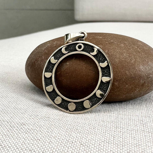 Brass Eclipse Moon Phase Lunar Pendant/Necklace