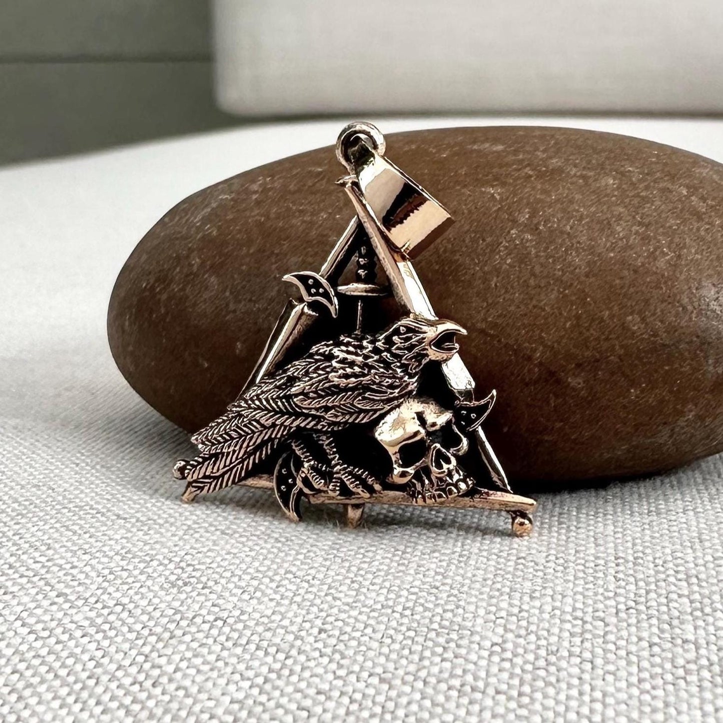 Bronze Odin's Raven Viking Bird Crow Norse Pendant/Necklace