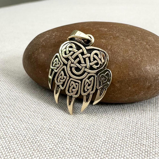Brass Bear Paw Viking Impress of Veles Fist Pendant/Necklace