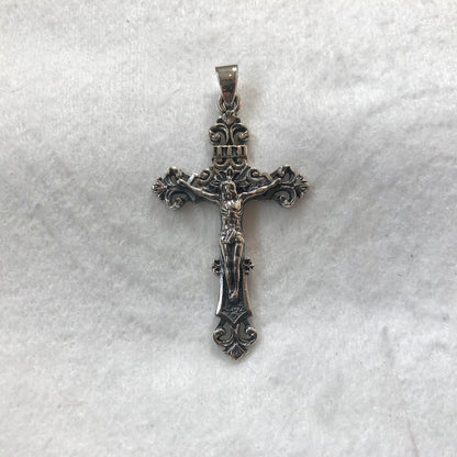 Jesus Cross Crucifix Fluer De Lis Pendant/Necklace