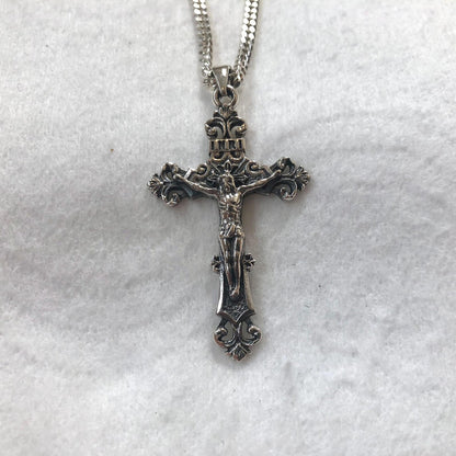 Jesus Cross Crucifix Fluer De Lis Pendant/Necklace
